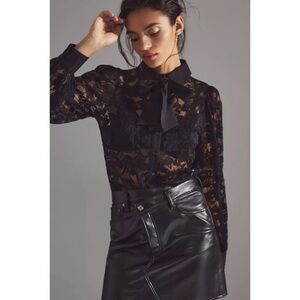 Anthropologie Dolan Sheer Lace Blouse NWT SIZE XLP